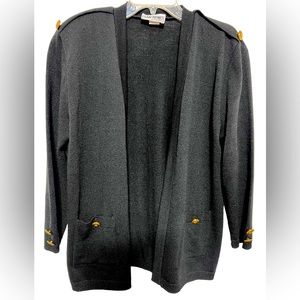 San Reno by Laura Knits Vintage Black Cardigan Sweater  size Large